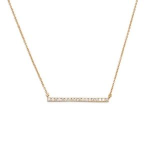 💫 14 Karat Gold Plated CZ Bar Necklace